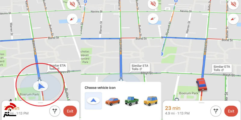 انتخاب یا تغییر آیکون وسیله نقلیه